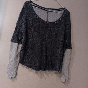 Free People Black and Gray Knit Sweatshirt Sz S